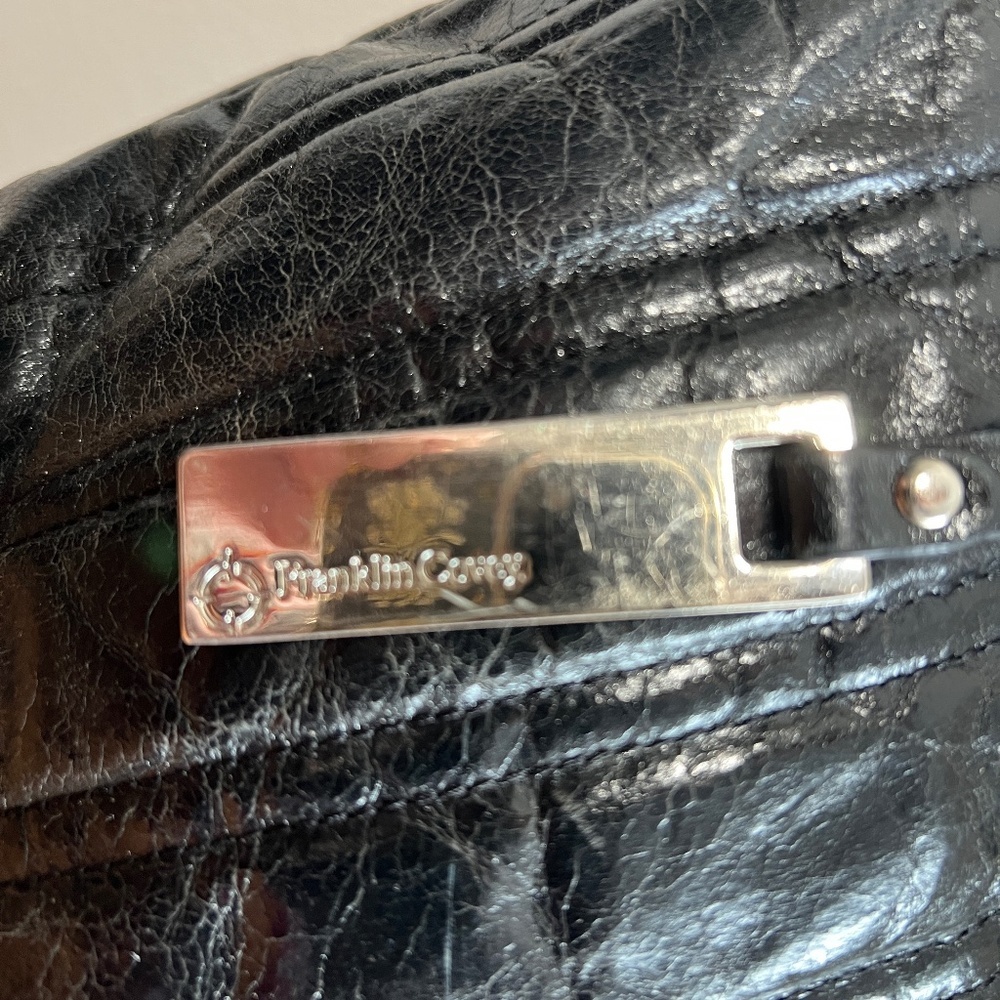 Franklin Covey Black Leather Tote Handbag View 3